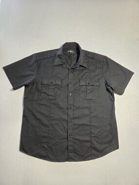 Law Pro Black Uniform Shirt XL Reg Short Sleeve Epaulets Police Security